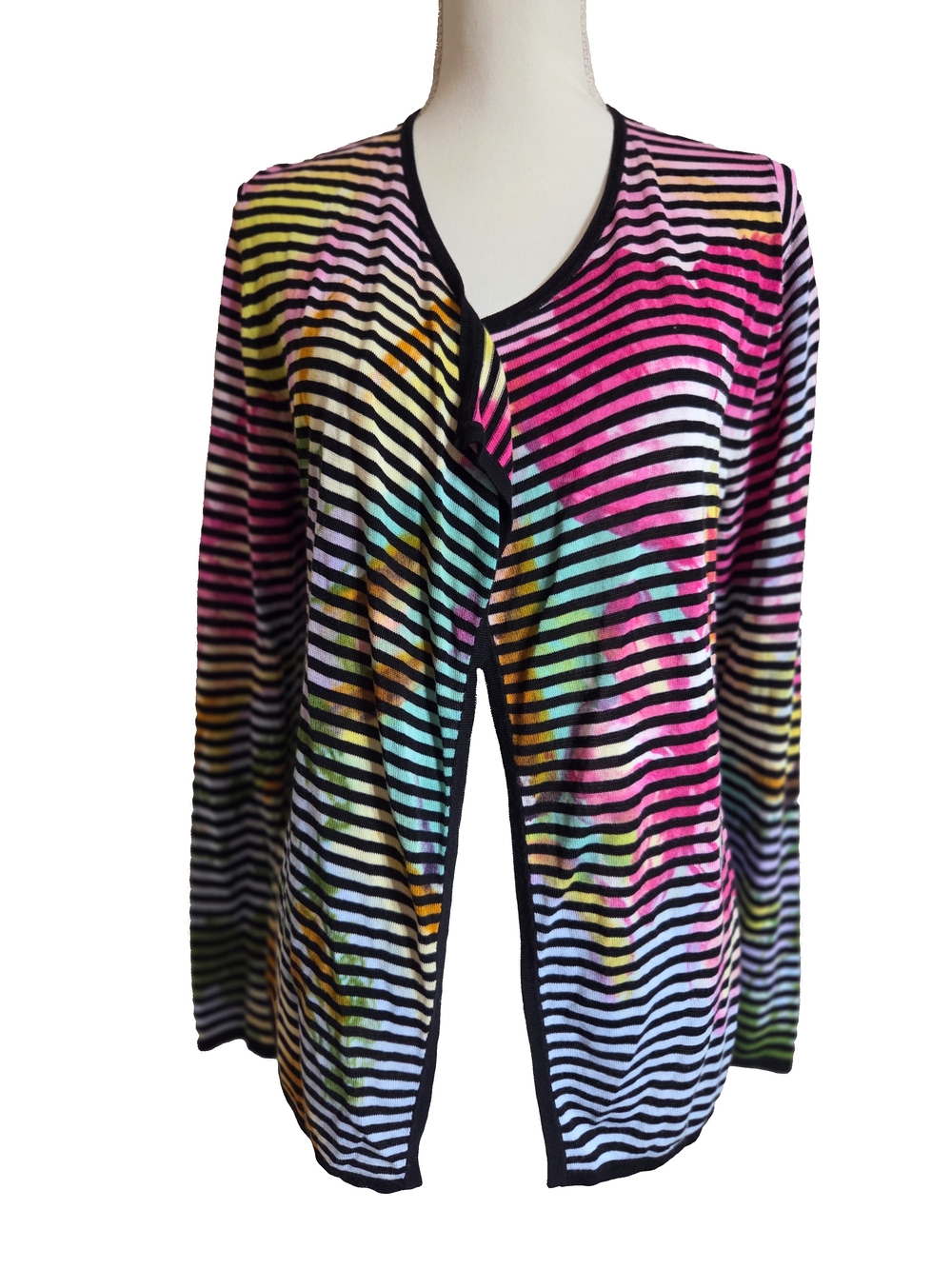 Rainbow Striped Open Front Cardigan